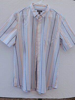 Club Room Mens Size XL StripedDress Shirt Short Sleeve Button Down